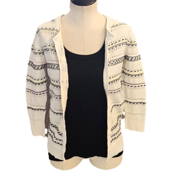 WOMENS Merona white with soft stripes of color cardigan size XS. - Picture 7 of 14